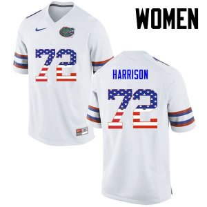 Women's Florida Gators #72 Jonotthan Harrison NCAA Nike White USA Flag Fashion Authentic Stitched College Football Jersey QLJ1062JQ